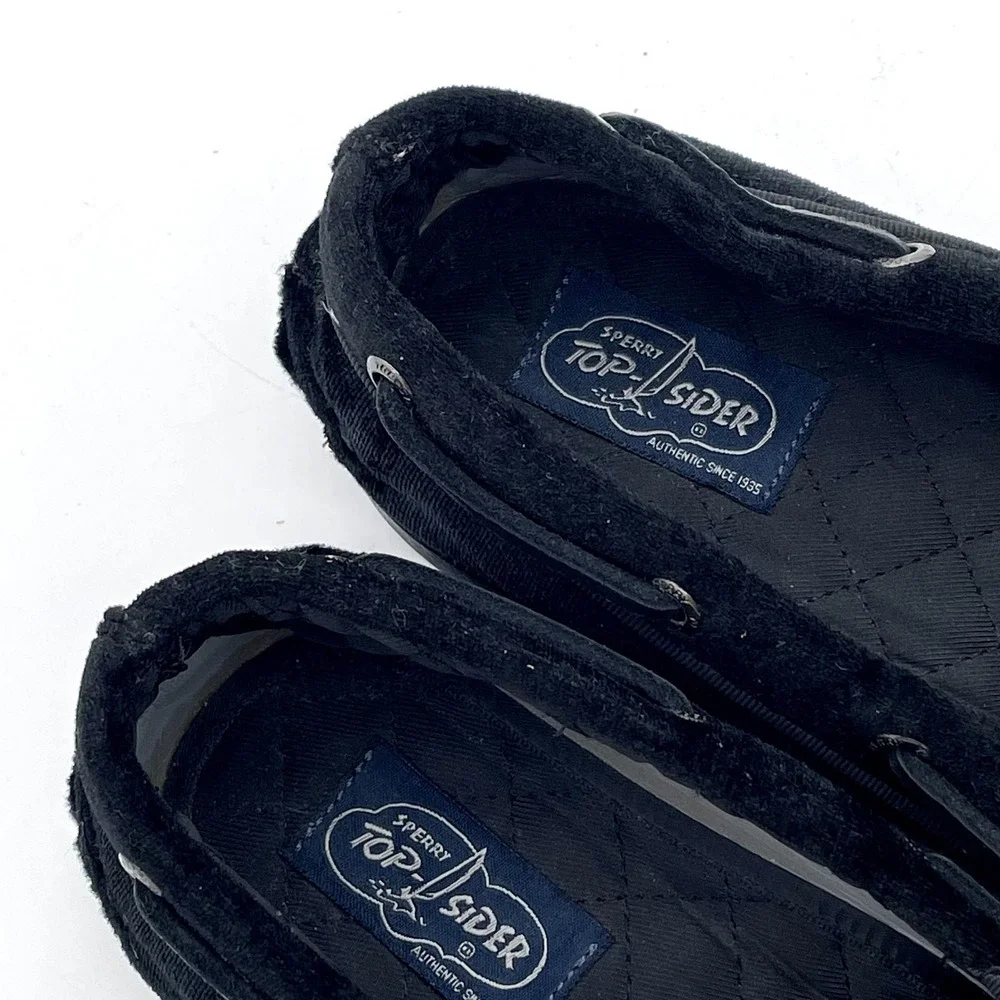 Sperry Top-Sider Original 2 Eye Black Velvet Boat Shoe Mens 10.5 Rare Moccasin